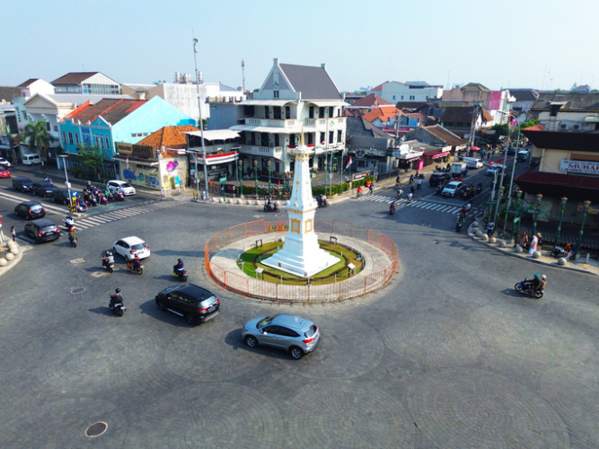 Aerial view of The Golong Gilig Monument, Yogyakarta, Indonesia
