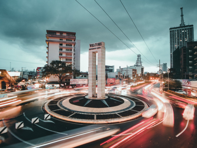 Blurred Motion Of Traffic In City During Sunset, Quezon