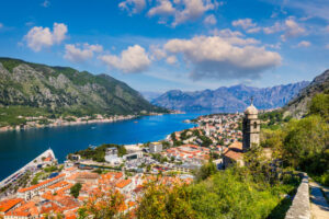 Kotor View of the old town of Kotor, Montenegro. Bay of Kotor bay is one of the most beautiful places on Adriatic Sea. Historical Kotor Old town and the Kotor bay of Adriatic sea, Montenegro.