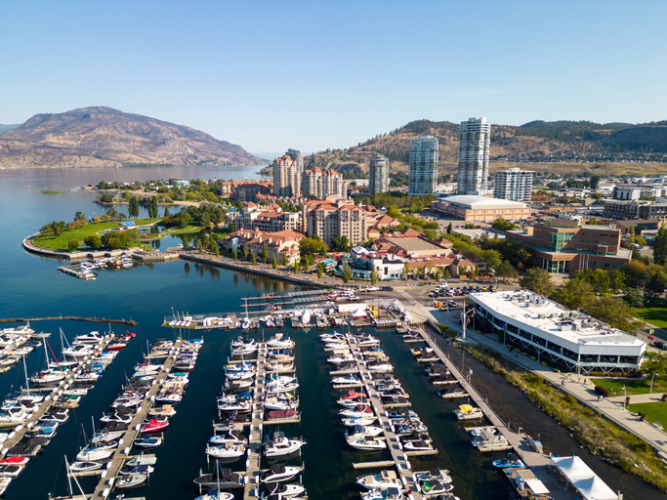 Aerial Kelowna City Waterfront British Columbia Okanagan Valley