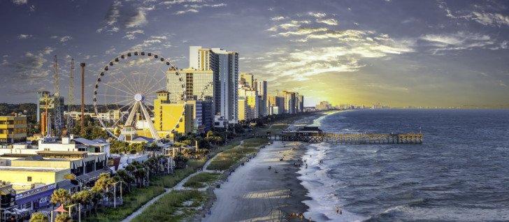 Myrtle beach Boardwalk sunset view