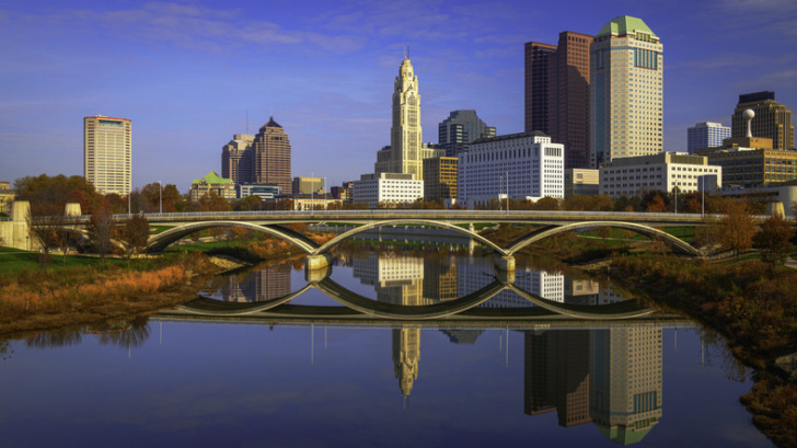 Columbus Ohio Skyline over the Scioto River
