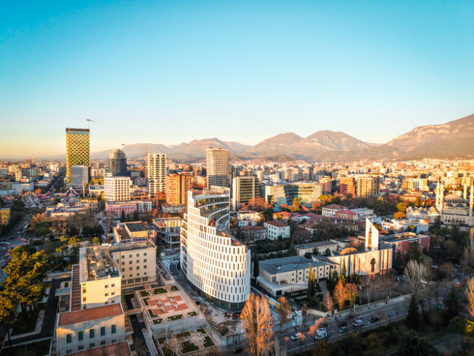Aerial view of city of Tirana