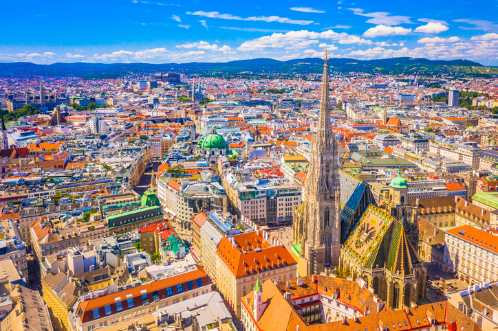 Aerial View of Vienna Skyline with Stephansplatz, Austria