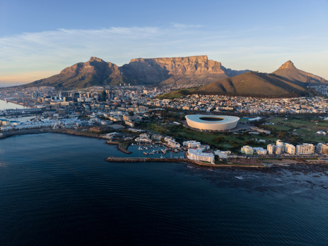 Aerial above Cape Town, South Africa