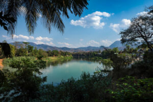 Nam Khan River valley in Luang Prabang, Laos.