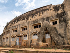 Chameleon-shaped Vodun temple near Abomey, Benin
