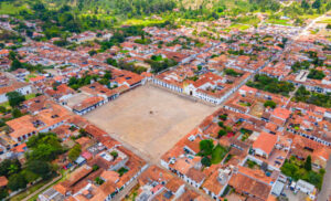 Villa de Leyva Stunning aerial view of the traditional architecture and layout of Villa de Leyva, Boyacá, showcasing its historic charm.