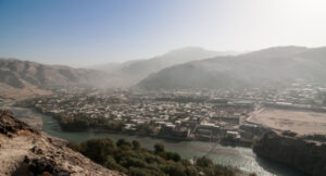 Faizabad Faizabad is the north-eastern most city in Afghanistan, in the province of Badakhshan. It is built around a curve in the river, and is divided into the old city, on the Northern bank and the new city, more visible in this photo. A buzkashi field can be seen in the lower right.