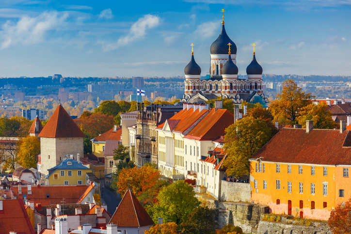 Aerial view old town, Tallinn, Estonia