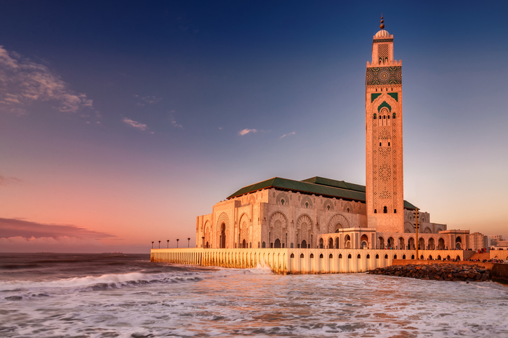 Casablanca, The Hassan II Mosque, largest mosque in Morocco.