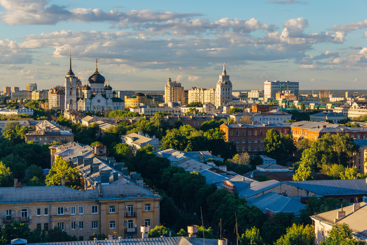 Aerial view of Voronezh downtown in summer