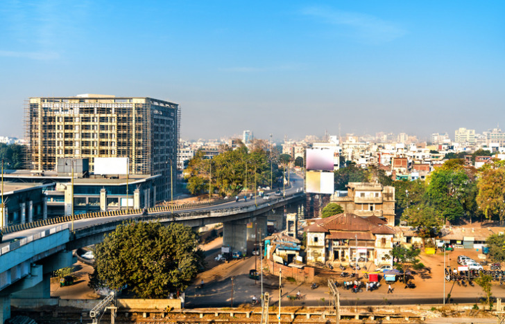 Skyline of Vadodara, formerly known as Baroda, the third-largest city in Gujarat, India