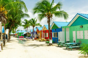 Speightstown Colourful houses on the tropical island of Barbados in the Caribbean