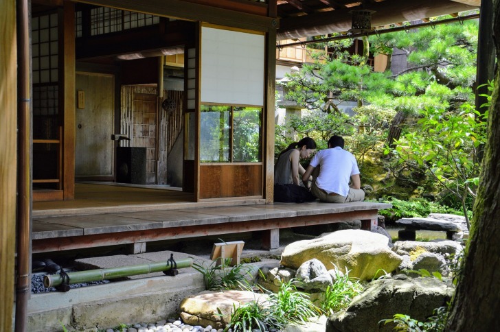 A ryokan with a garden