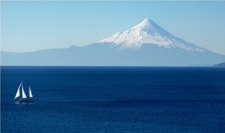 Yacht on the lake in Puerto Varas