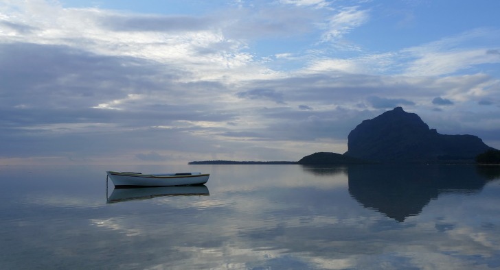 Empty boat in the sea