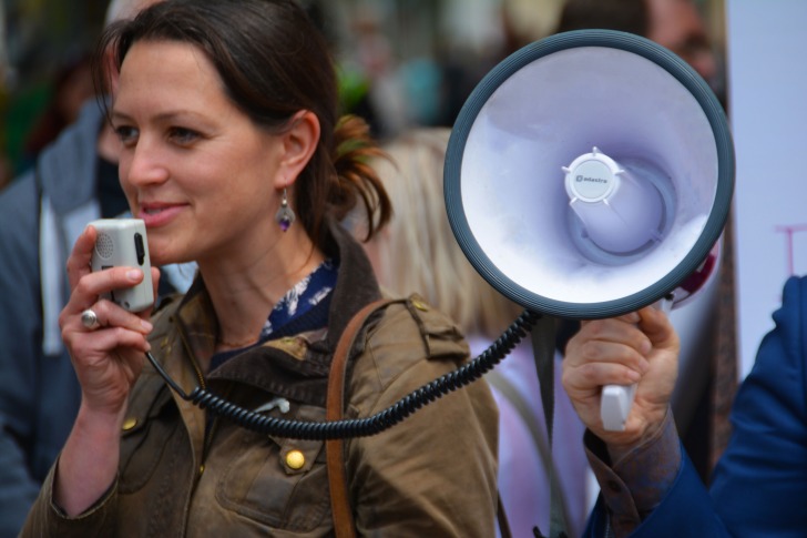 Woman with megaphone