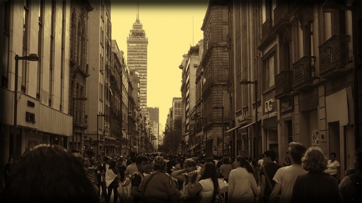Mexico City crowded street