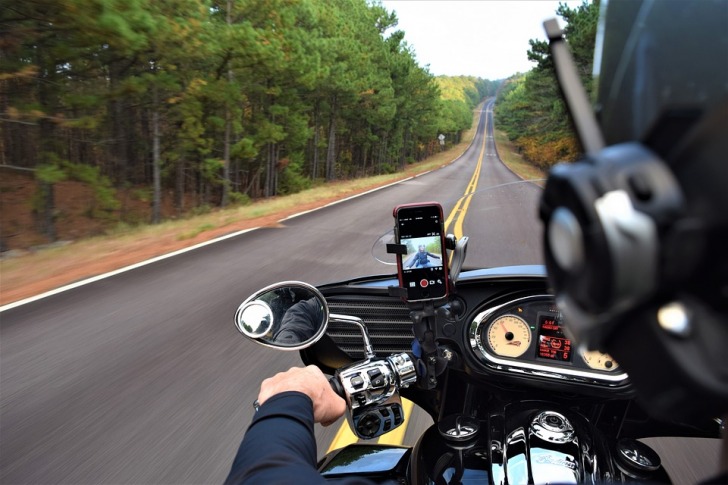 View of the road from the motorcycle