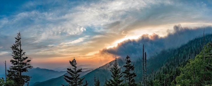 Mountains at the sunrise