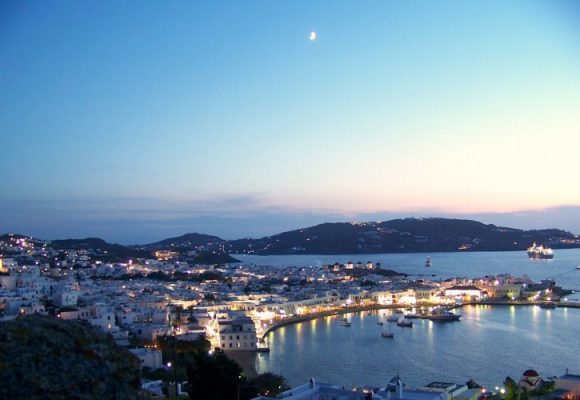 Mykonos at the sunset