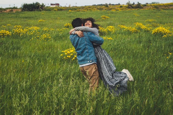 A hug in the meadow