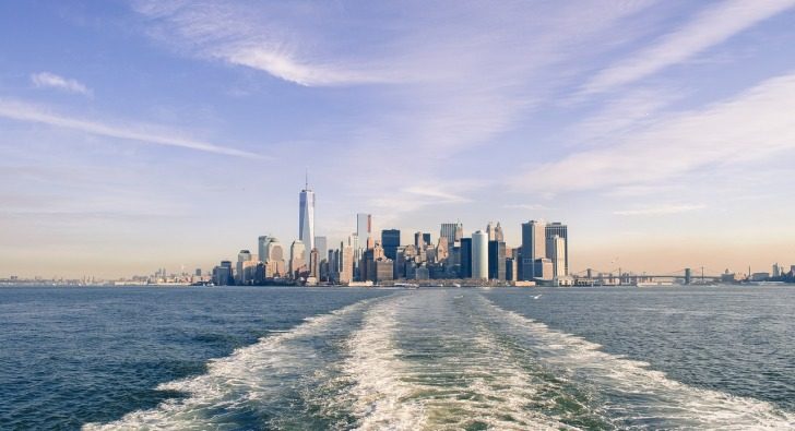 A city view from a ship