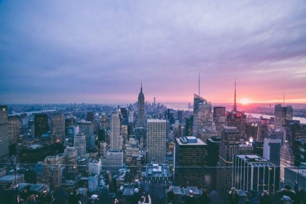 A view of New York in the sunset