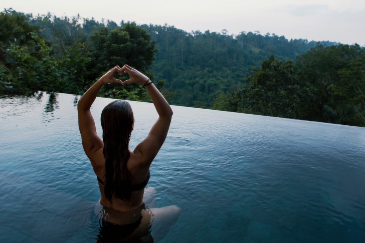 Girl relaxing in the water