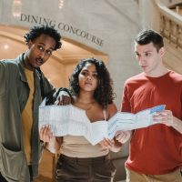 Students at a museum tour