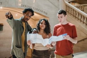 Students at a museum tour