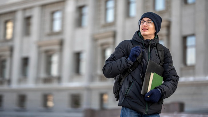 Male student with books