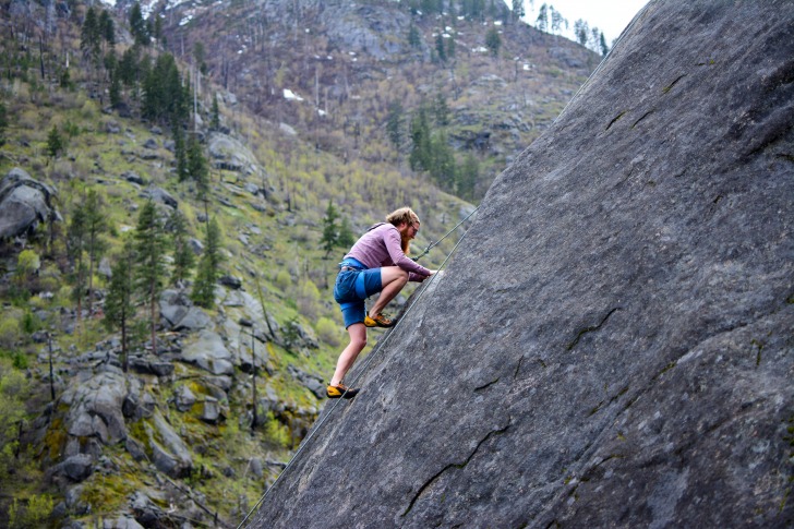 Man rock climbing