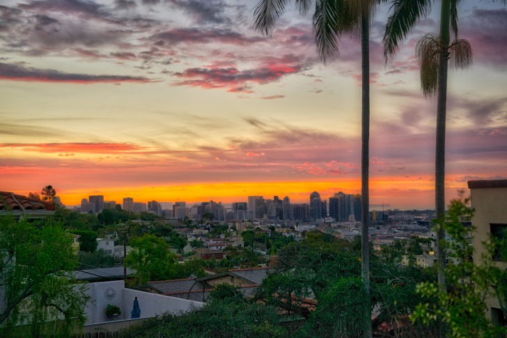 San Diego at the sunset