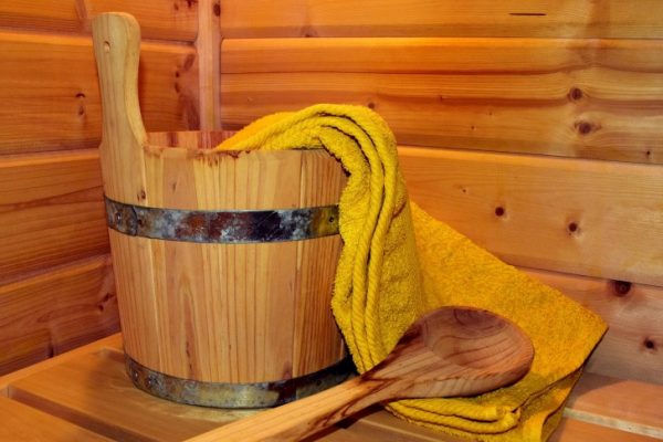A towel in a sauna 