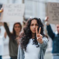 Woman showing gesture