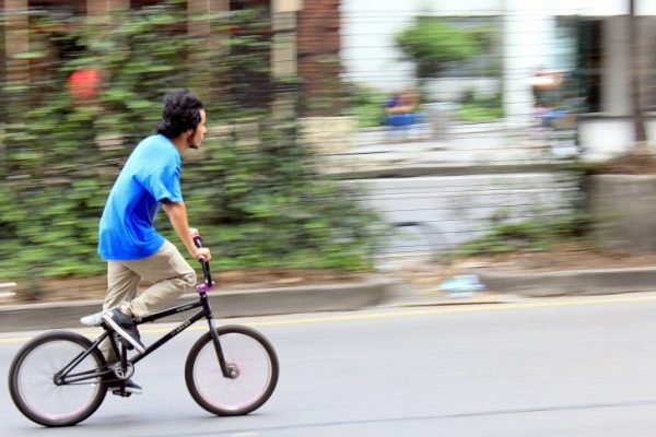 A boy on a bike