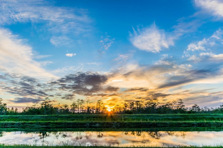 Sunset over a river