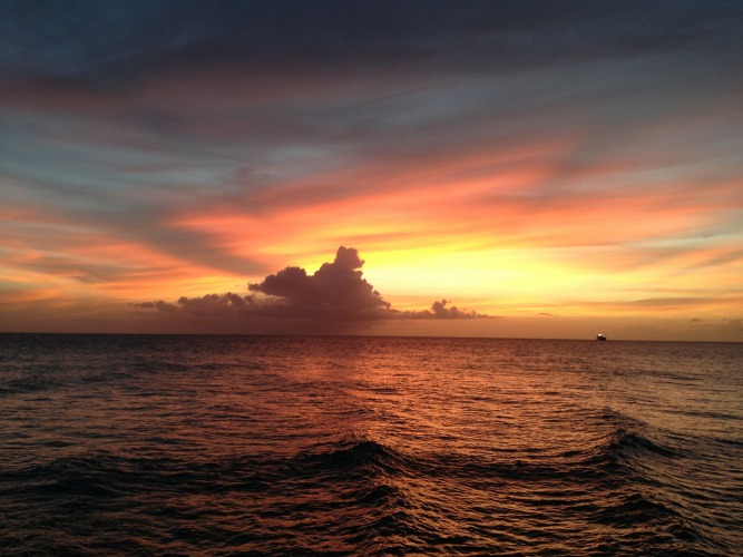 A bay at a sunset