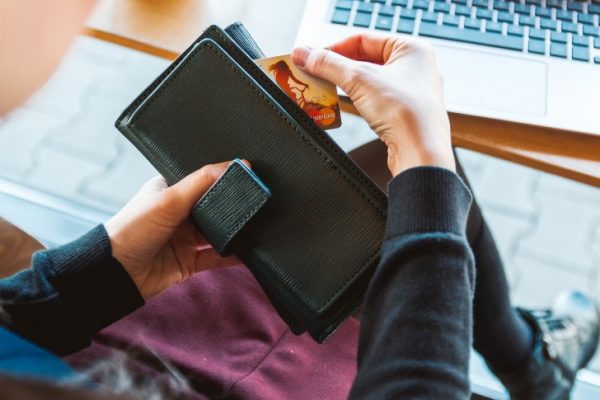 A wallet and a card