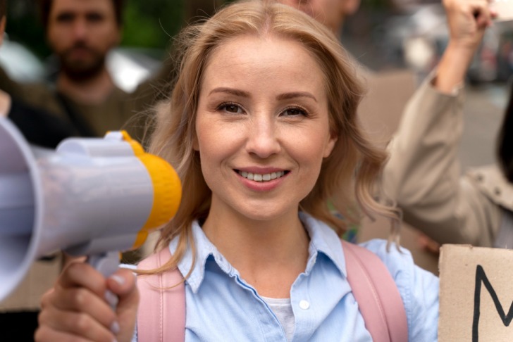 Woman protesting